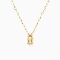 Initial Lock Necklace - Gold Vermeil | Oak & Luna (US)