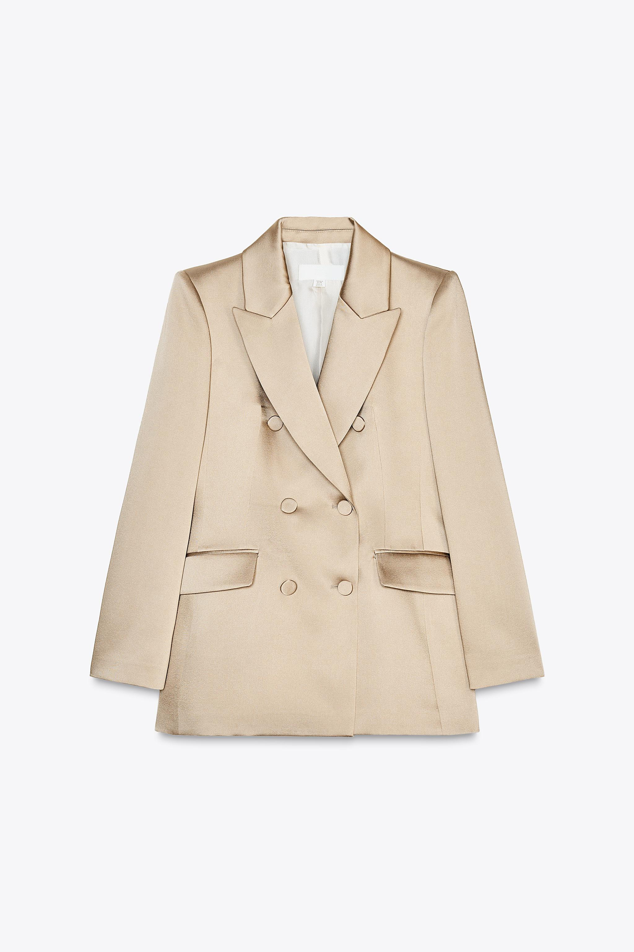 SATIN DOUBLE-BREASTED BLAZER | Zara US