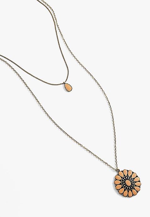 Teardrop Flower Pendant Necklace | Maurices