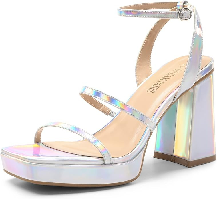 DREAM PAIRS Women's Platform Strappy Heels Open Toe Ankle Strap Square Party Sandals Y2K Dress Sh... | Amazon (US)