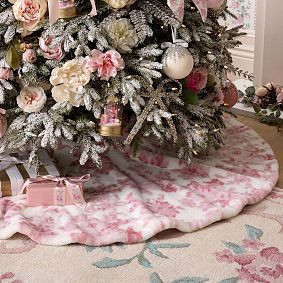 LoveShackFancy Pink Damask Tree Skirt | Pottery Barn Teen