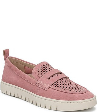 Uptown Perforated Suede Packable Travel Penny Loafers | Dillard's