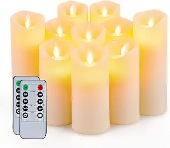 Amazon.com: 5plots 10 PCS Flickering Flameless Candles, Moving Flame, Battery Operated LED Pillar... | Amazon (US)