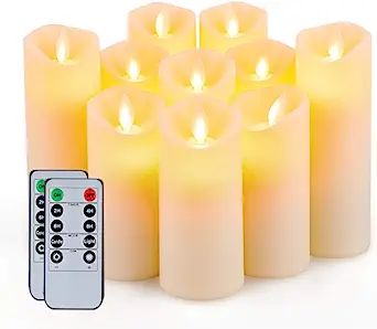 Amazon.com: 5plots 10 PCS Flickering Flameless Candles, Moving Flame, Battery Operated LED Pillar... | Amazon (US)