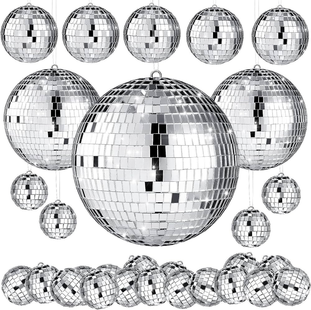 20 Pcs Hanging Mirror Disco Ball Ornaments Glass Disco Balls Decoration Different Sizes 70s Refle... | Amazon (US)