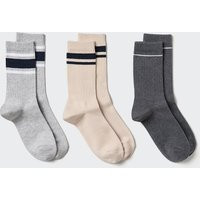 Uniqlo - Socks (3 Pairs, Ribbed) - Grey - UK4-7.5(24-26cm) | UNIQLO (UK)