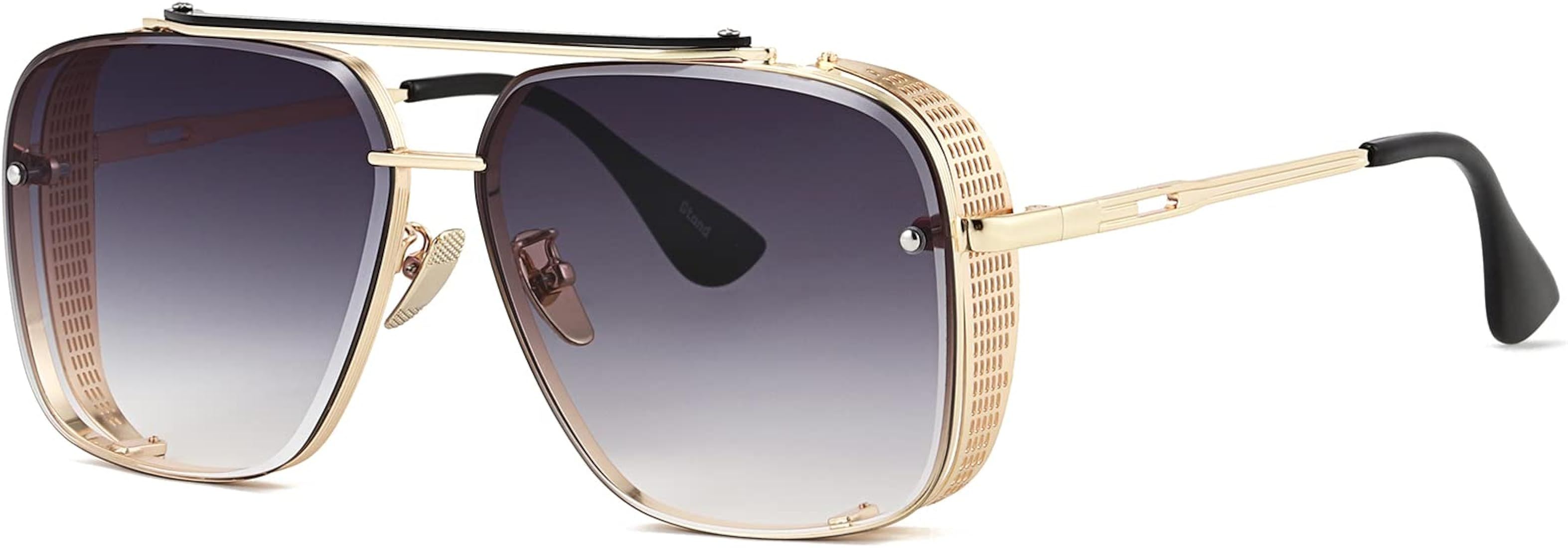 Gtand Fashion Oversized Square Aviator Gradient Sunglasses For Men Vintage Metal Side Shield Stea... | Amazon (US)