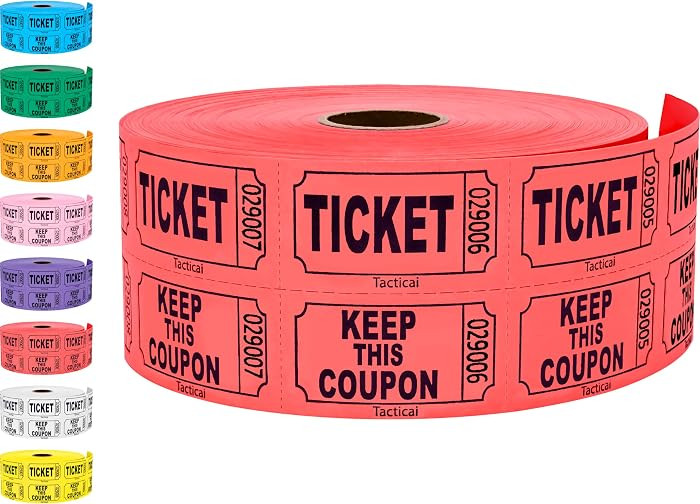 1000 Tacticai Raffle Tickets, Red (1 of 8 Colors), Double Roll, Ticket for Events, Entry, Class R... | Amazon (US)
