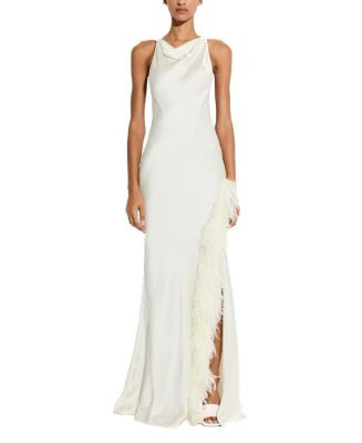 LAPOINTE Satin Halter with Feathers Gown | Bloomingdale's Women | Bloomingdale's (US)