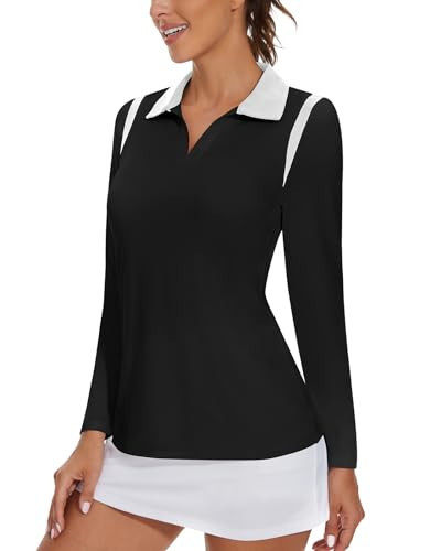 Womens Long Sleeve Golf Shirts Argyle V Neck Golf Polo Shirts Moisture Wicking Print Tennis Tops Golf Apparel | Amazon (US)