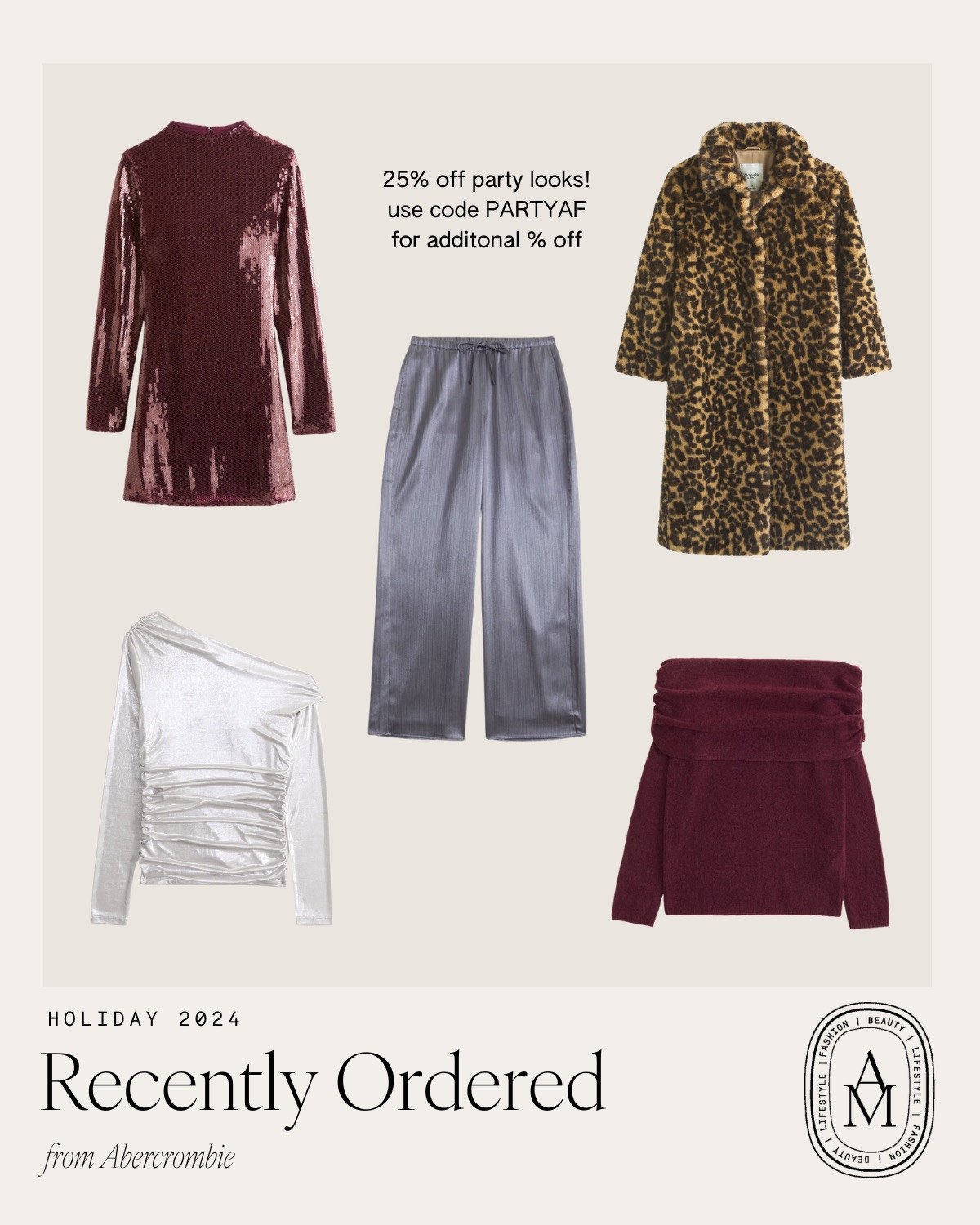 Recently Ordered from Abercrombie! 25% off party looks + an extra 20% off with code PARTYAF - holiday outfit, thanksgiving outfit, silk pants, leopard coat,  

 #LTKHoliday #LTKSaleAlert #LTKStyleTip