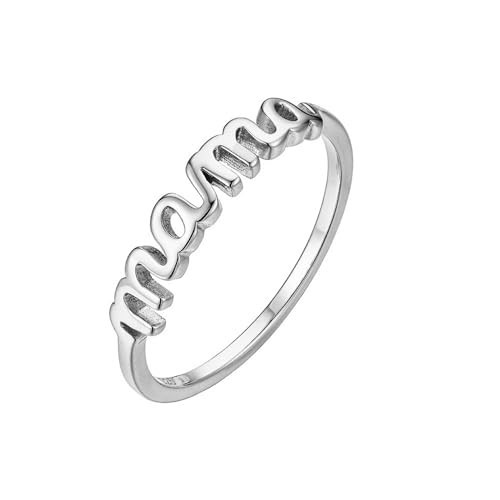 CAITLYNMINIMALIST 18K Gold Sterling Silver Dainty Small Petite Mama Ring Gift for Mom Grandma New Mom Wife (4, Sterling Silver) | Amazon (US)