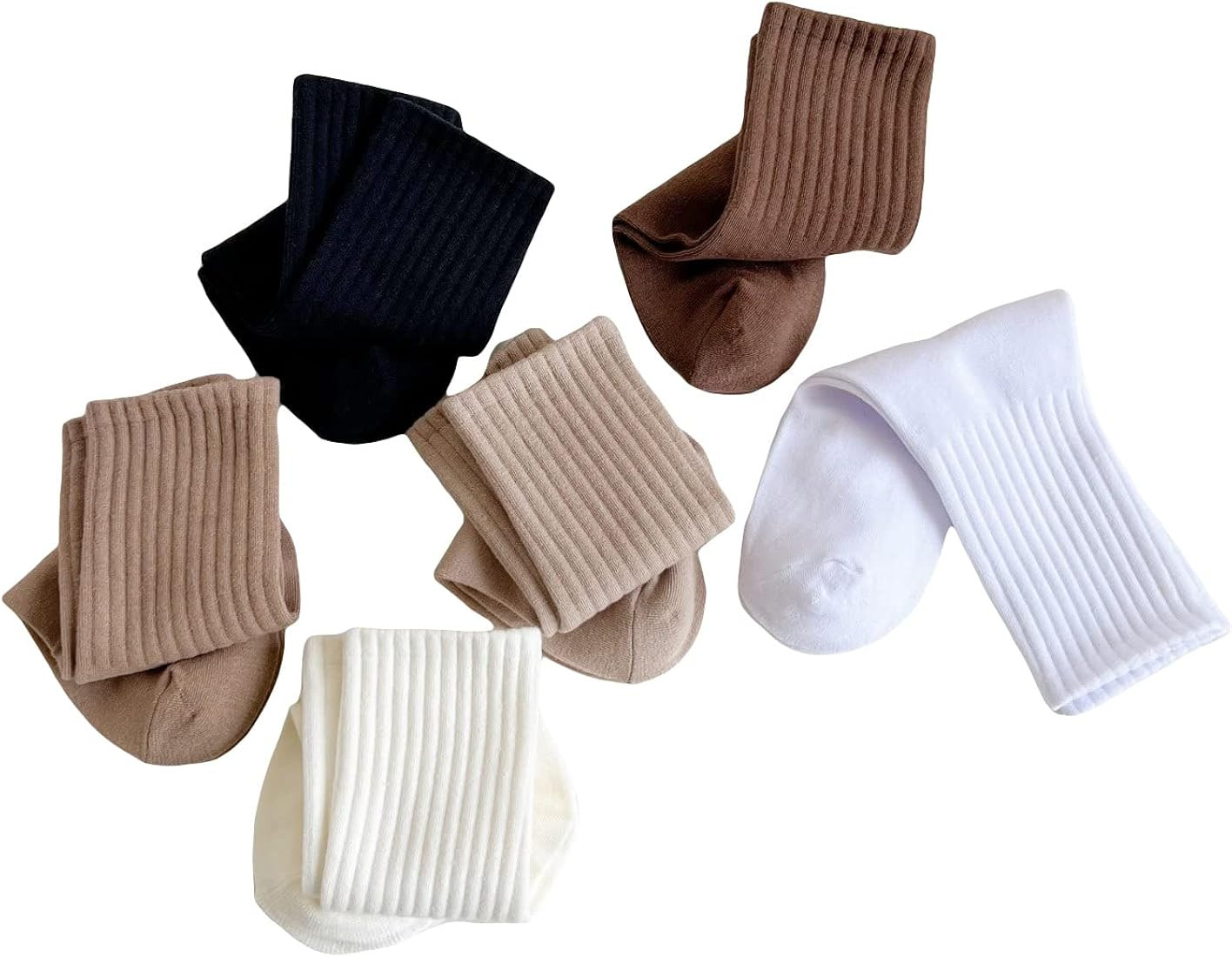 Verdusa Women's 6pairs Floral Plaid Print Crew Socks | Amazon (US)