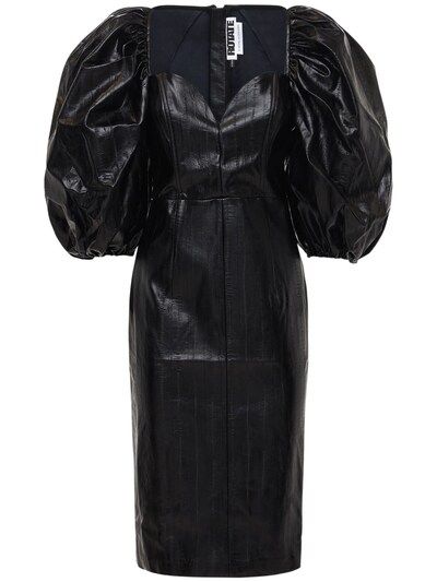 Rotate - Irina faux leather midi dress - Black | Luisaviaroma | Luisaviaroma