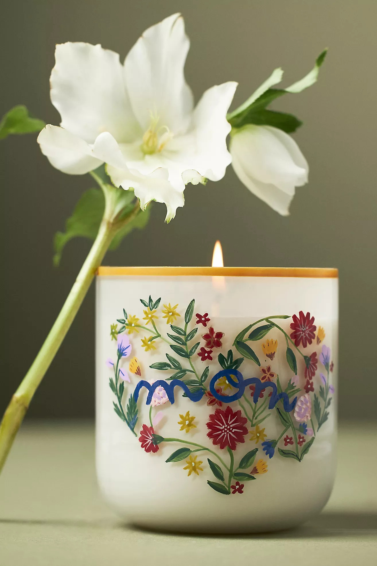 Maye Mom Floral Jasmine & Sandalwood Glass Candle | Anthropologie (US)