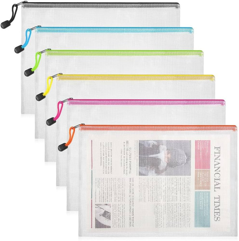 6pcs A3 Mesh Zipper Pouch Bags,Board Game Storage,Large Zipper Pouches for Organizing, Waterproof... | Amazon (US)