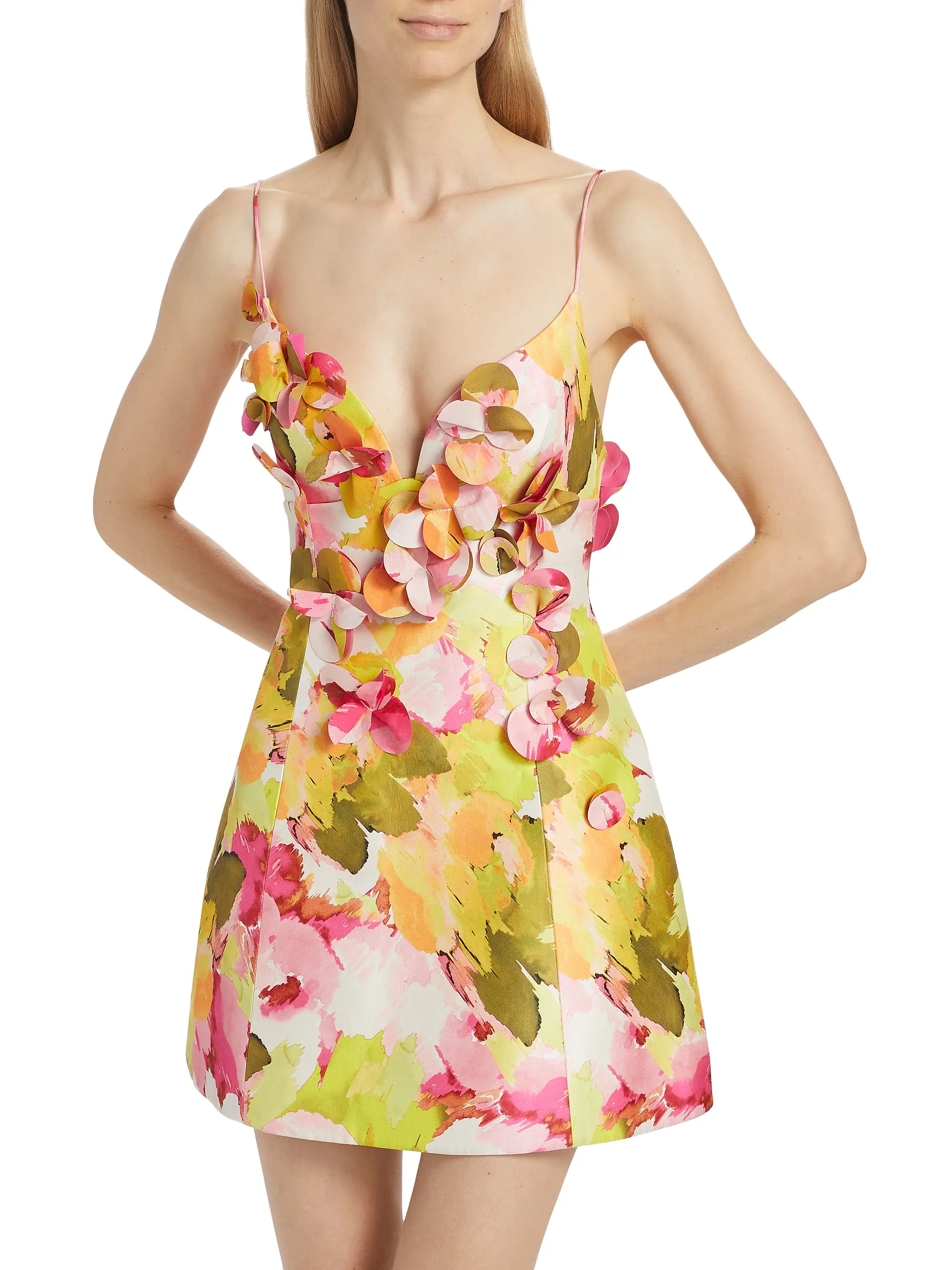 Isla Sculpted Floral Minidress | Saks Fifth Avenue