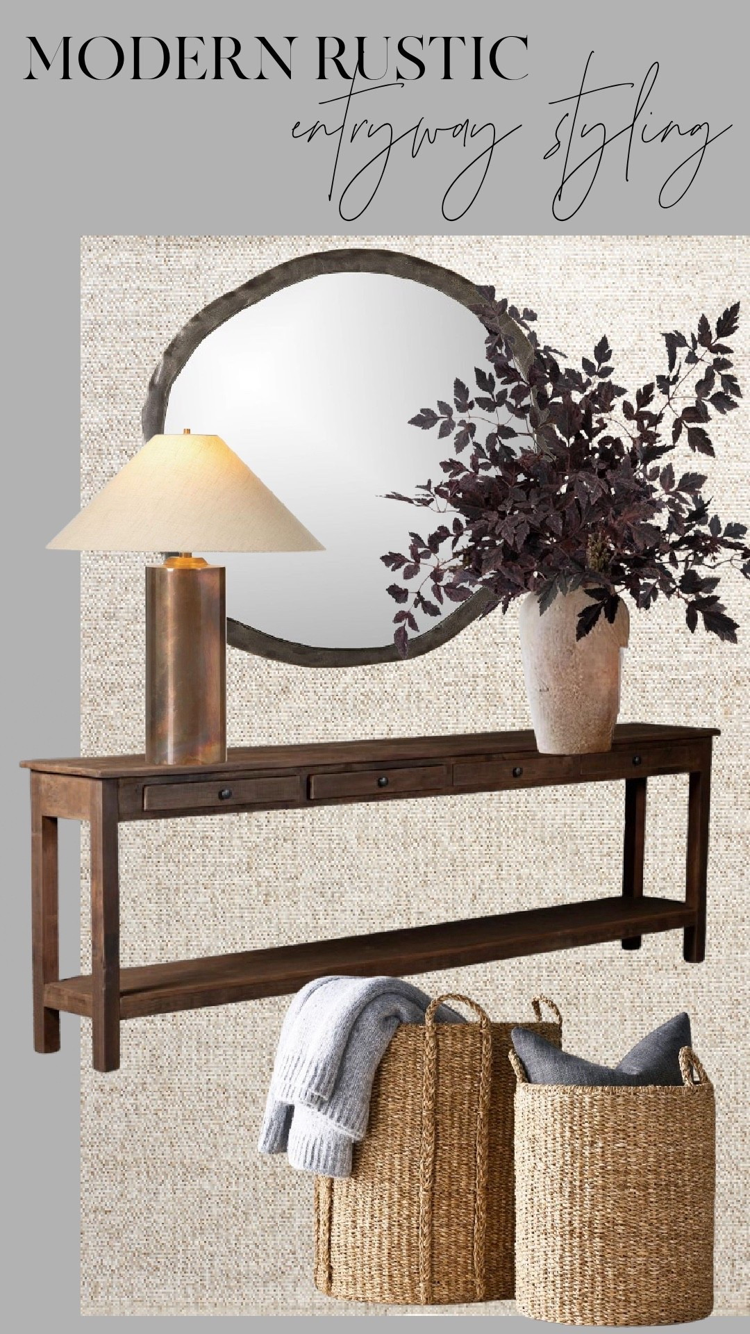 Neutral Fall Entryway Styling
Cozy, modern rustic entryway with layered textures, warm wood, and timeless neutral accents you can style year-round.

#LTKFindsUnder100 #LTKHome #LTKSaleAlert
