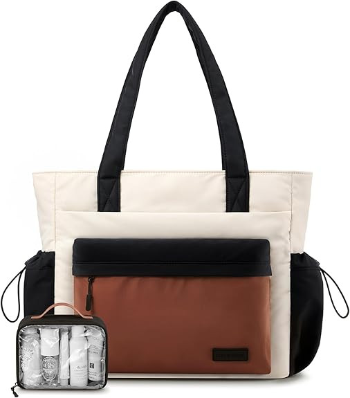 LOVEVOOK Tote Bag for Women, Puffer Work Tote with Zipper, Compartments, Travel Handbag for Nurse... | Amazon (US)