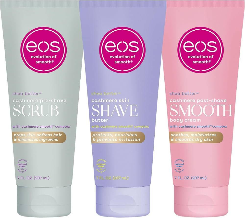 eos Vanilla Cashmere Skin Collection 3-Step bundle- Pre-shave Scrub + Shave Butter + Post Shave B... | Amazon (US)