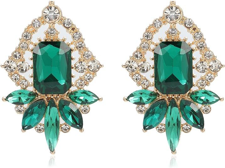 Vintage Rhinestone Drop Dangle Earrings Big Crystal Cluster Statement Earring Art Deco Costume Je... | Amazon (US)