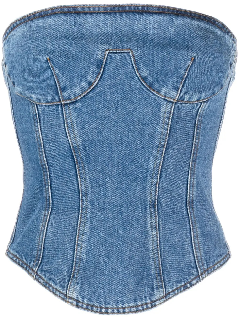 Magda Butrym Strapless Denim Corset Top | Blue | FARFETCH | Farfetch Global