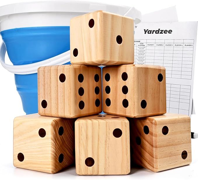 ropoda 3.5" Giant Wooden Yard Dice Set for Outdoor Fun, Barbeque, Party Events, Backyard Games, L... | Amazon (US)