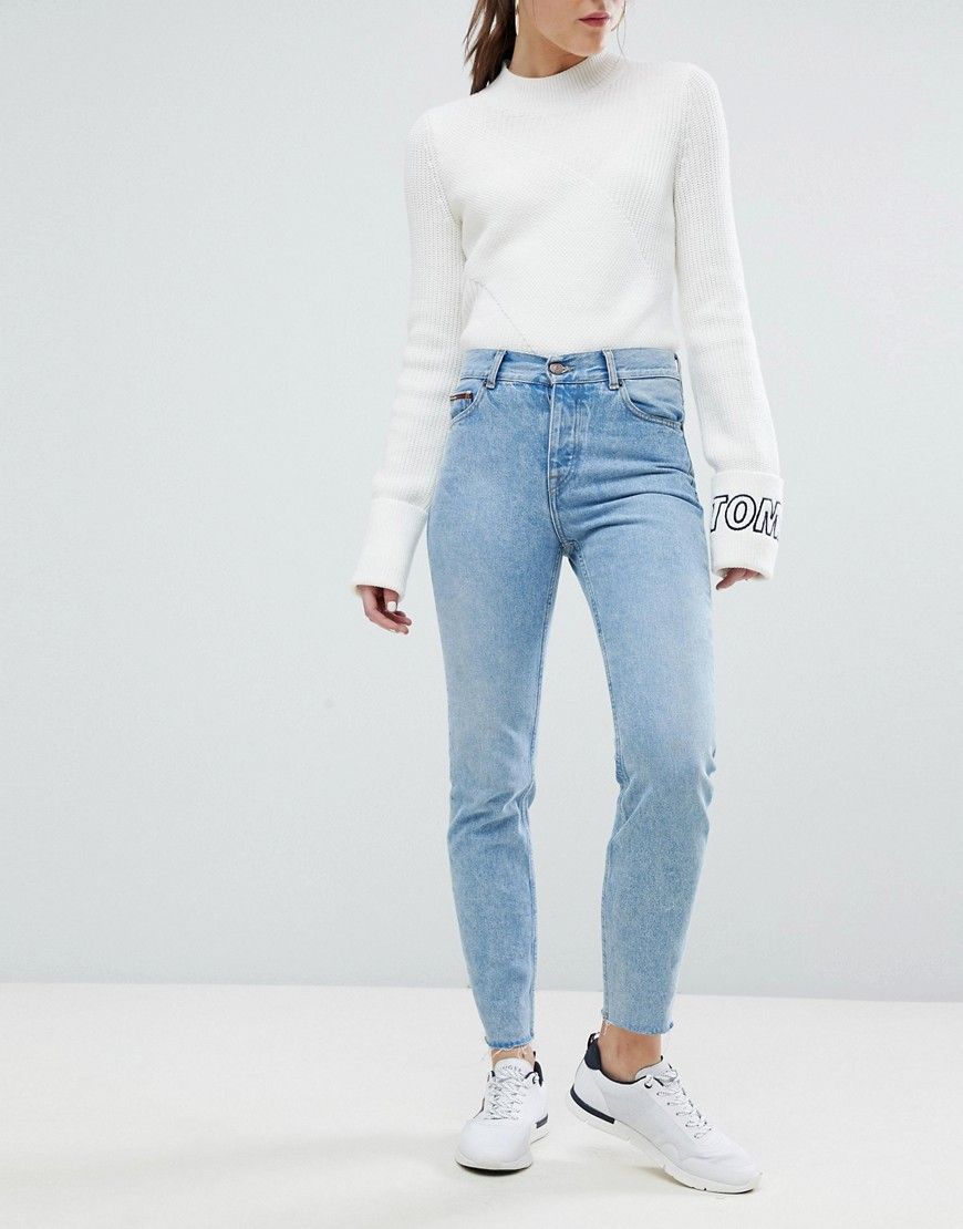Tommy Jeans Izzy High Waist Mom Jean - Blue | ASOS US