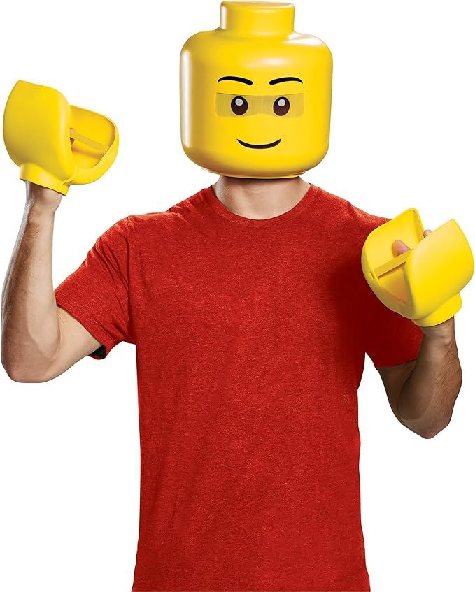 Disguise Men's Lego Iconic Mask & Hands Costume Kit, Yellow, One Size Adult | Amazon (US)