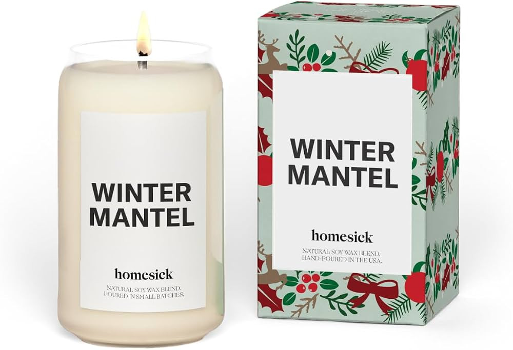 Homesick Premium Scented Candle, Winter Mantel - Scents of Fraser Fir, Holly Berry, 13.75 oz, 60-... | Amazon (US)