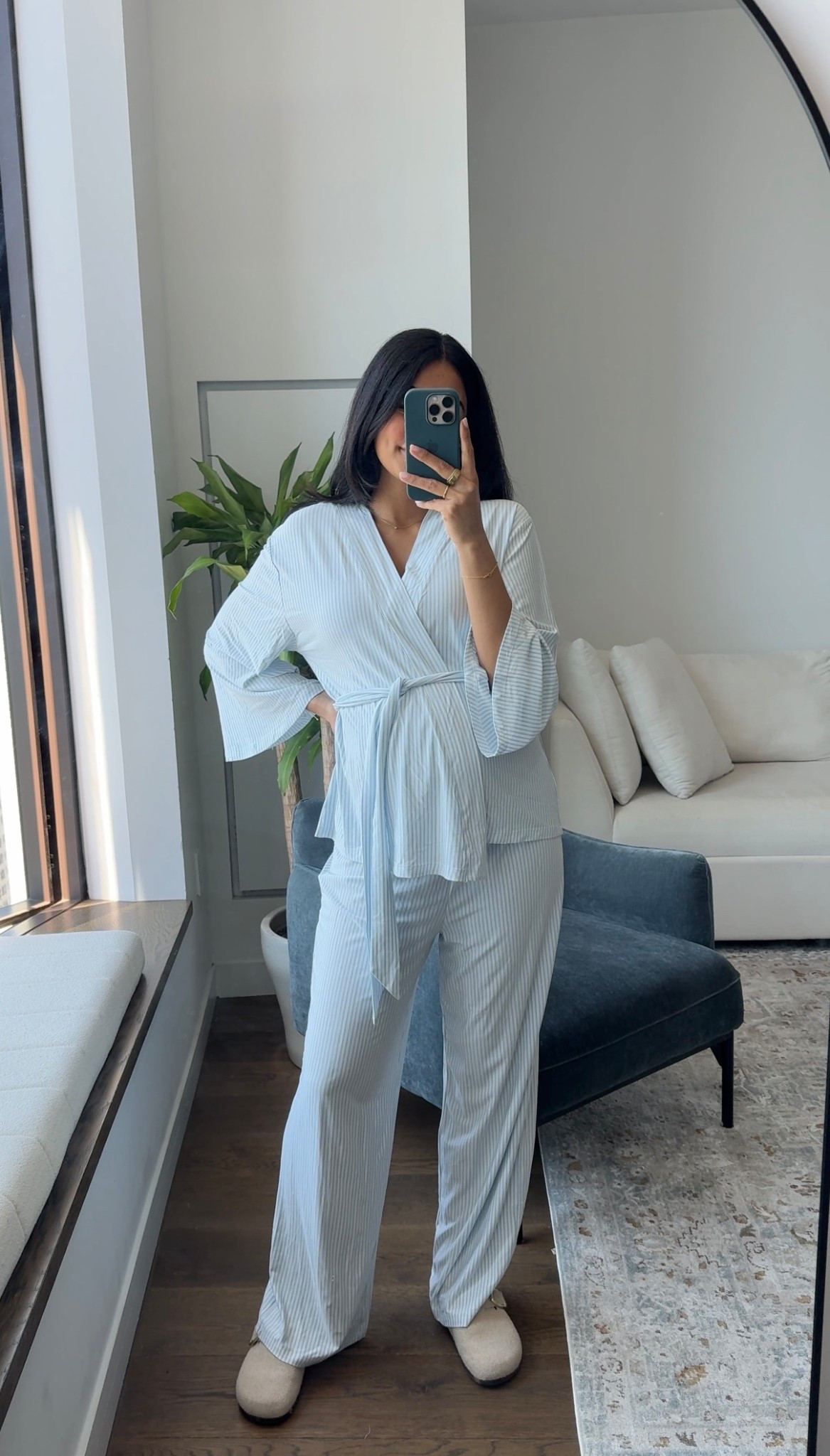 These Lake PJ’s are the comfiest thing I’ve ever worn. Non-maternity but perfect for a growing bump and postpartum. Wearing a size small 