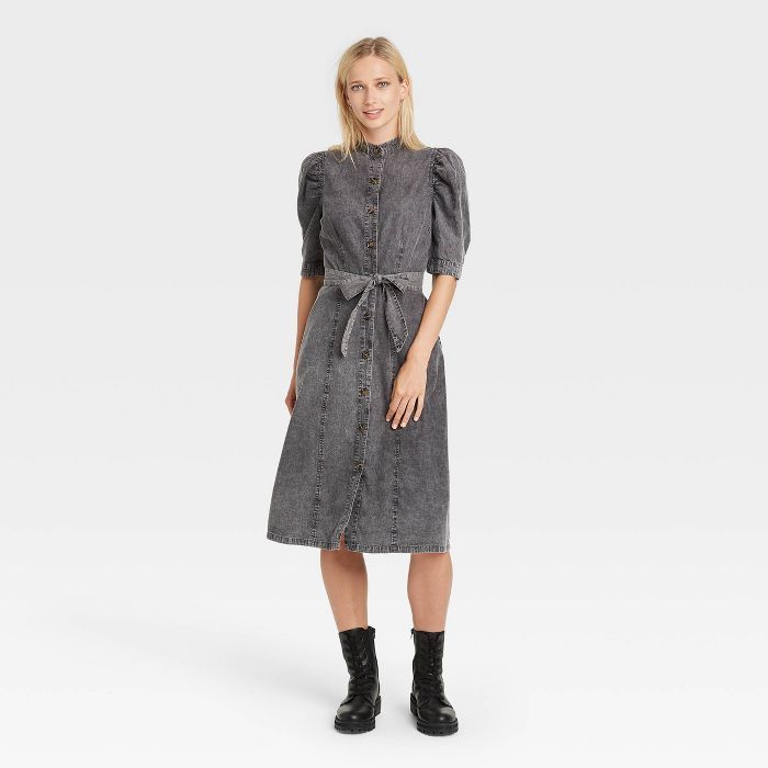 Women&#39;s Puff Elbow Sleeve Shirtdress - Who What Wear&#8482; Black S | Target