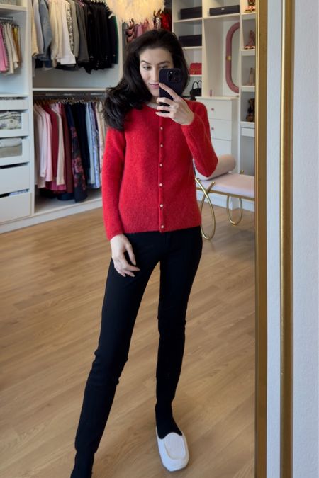 Discover Veronika Lipar, the fashion editor of Brunette from Wall Street, showcasing timeless elegance in this chic spring outfit. Adorned in a vibrant red Sézane Gaspard cardigan sweater paired effortlessly with classic black leggings, Veronika exudes comfort and style in her curated home ensemble. Embrace the allure of this versatile home outfit, capturing the essence of laid-back sophistication. Elevate your spring wardrobe with the perfect blend of warmth and fashion. Explore the art of combining comfort and chic, as Veronika Lipar effortlessly demonstrates in this captivating pin-worthy moment. #leggings #blackleggings #chic #french #casual

#LTKMostLoved #LTKstyletip #LTKSeasonal