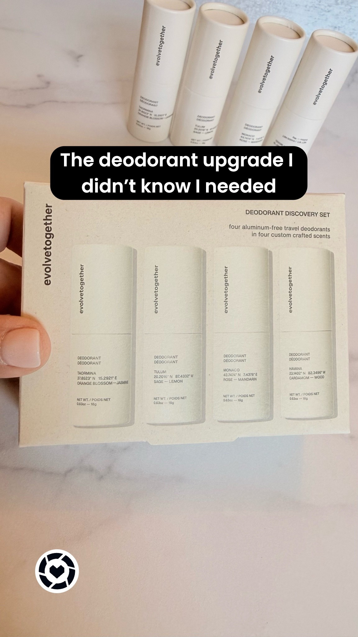Clean beauty girls, this one is GOOD 🌿
l've been testing the
@evolvetogether deodorant discovery set and I totally get the hype.

Aluminum-free, baking soda-free, plant-powered, actually works, and the scents feel elevated instead of overly sweet or artificial.

The mini set is perfect for travel or figuring out your favorite scent before committing to a full size.

Taormina is my current favorite...clean white floral with jasmine, orange blossom, and soft musk 

Also love that it:
• goes on clear
• neutralizes odor instead of masking it
• is vegan + cruelty free
• uses less plastic packaging 

And the fact that it's won multiple Allure Best of Beauty awards definitely got my attention 👀 

Linked below for anyone looking to make the switch to a more elevated clean deodorant routine 🔗 ⬇️

@evolvetogether #ad #sponsored #LTKselfcare
#LTKmorningroutine
#LTKBeauty