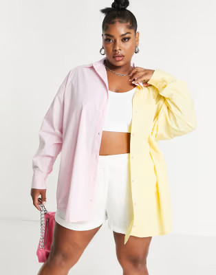 COLLUSION Plus exclusive color block shorts in pink and yellow - part of a set | ASOS (Global)
