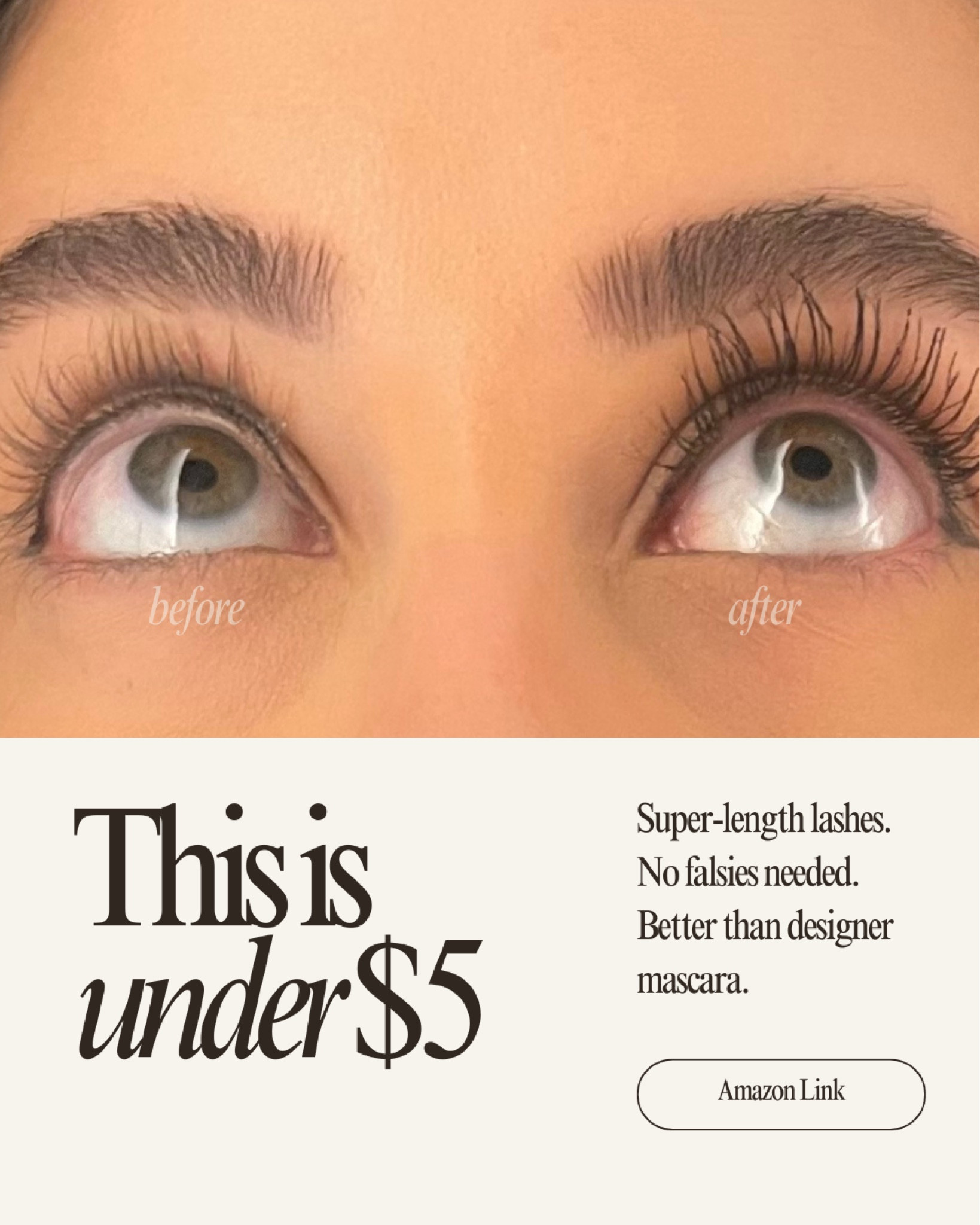 Best drugstore mascara for long lashes. I stopped buying designer mascara after this $5 find. Shown here on my real lashes in a true before-and-after. 

 #LTKGiftGuide #LTKFindsUnder100 #LTKBeauty