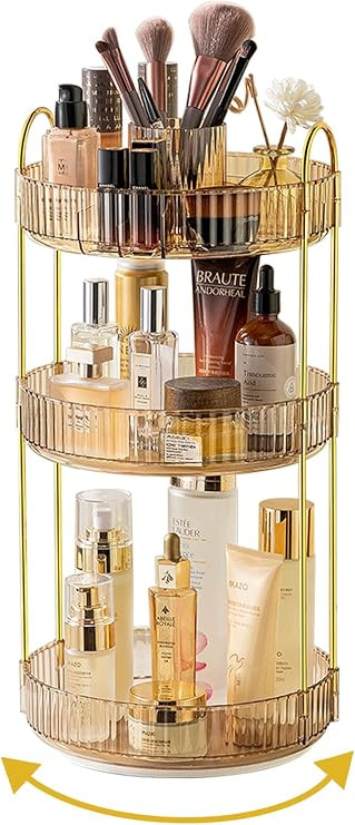 360 Rotating Makeup Organizer,3 Tier Large Capacity Make Up Organizers and Storage,Skincare Perfu... | Amazon (US)