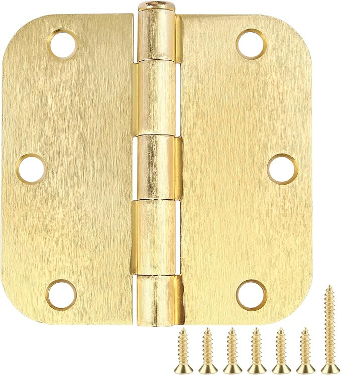 Door Hinges Satin Brass 3.5 Inch x 3.5" Interior Gold Door Hinges for Doors 6 Pack Brushed Brass ... | Amazon (US)