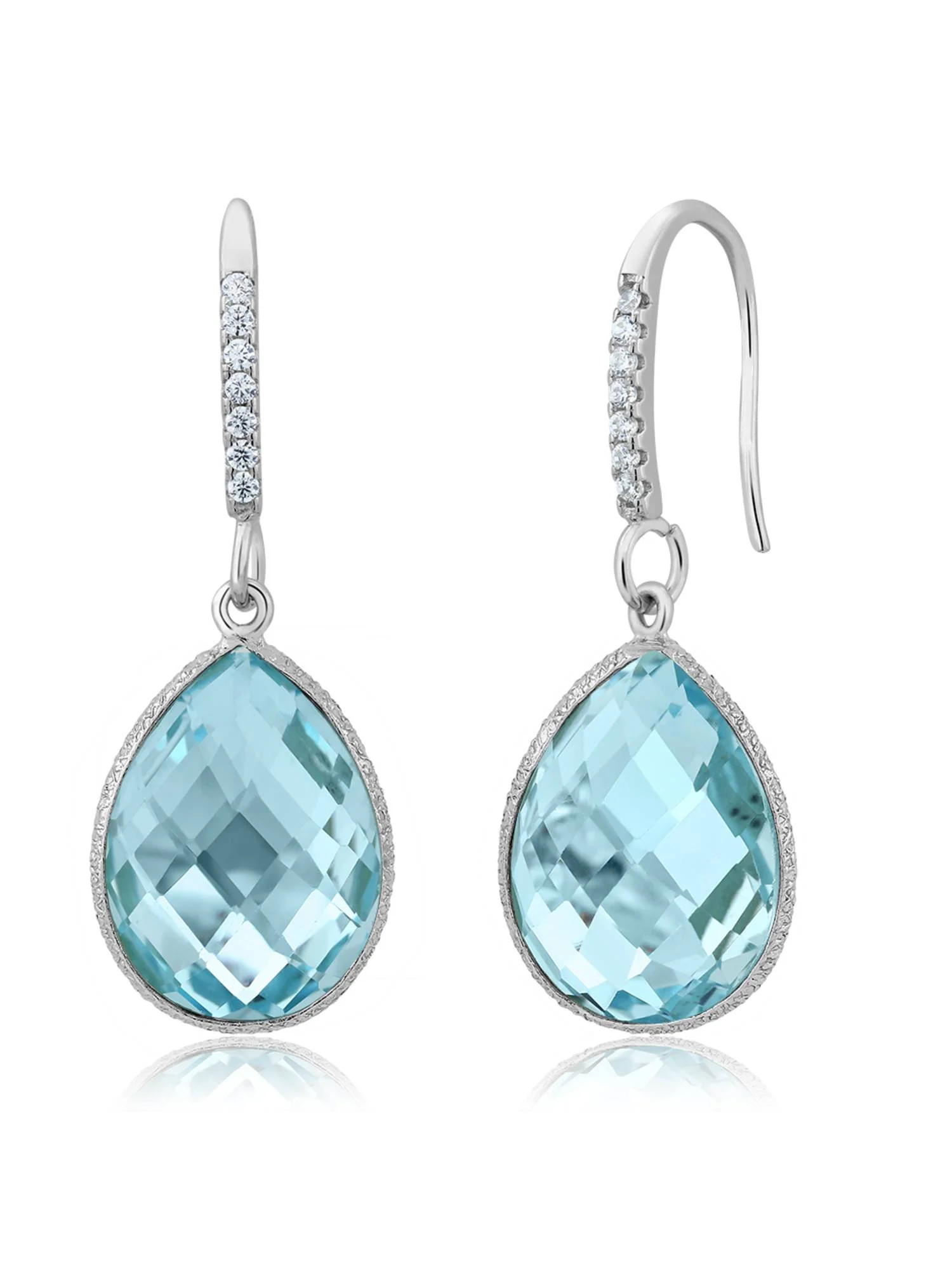 Gem Stone King 925 Sterling Silver Blue Topaz Dangle Earrings for Women (18.00 Cttw, Gemstone Bir... | Walmart (US)