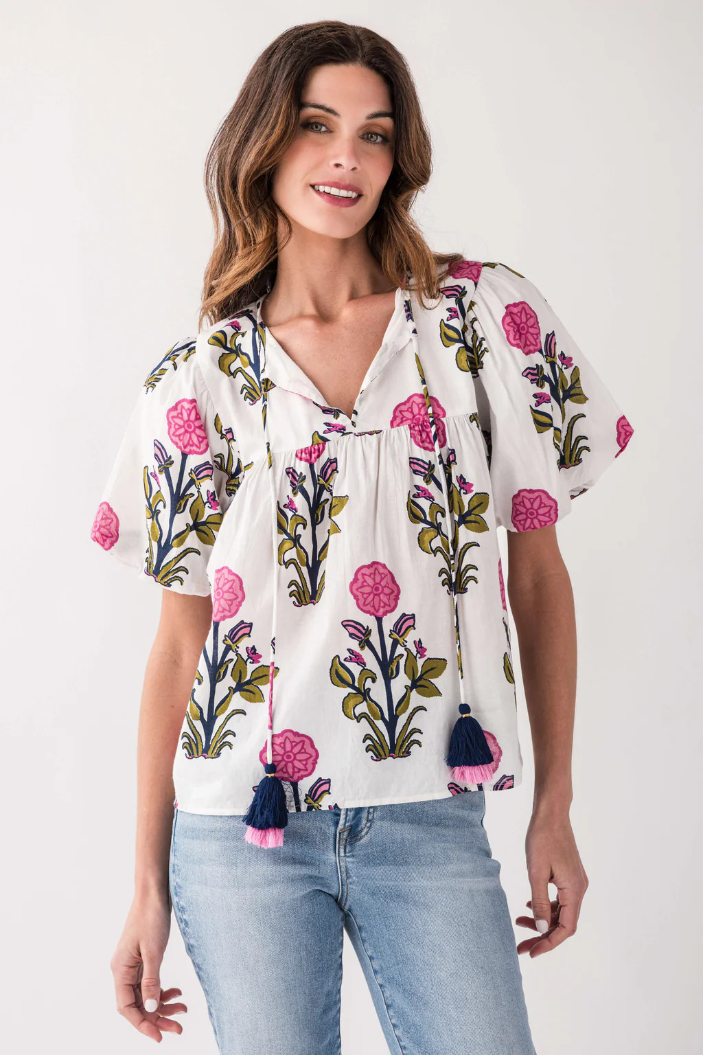 THML Puff Sleeve Floral Top | Social Threads