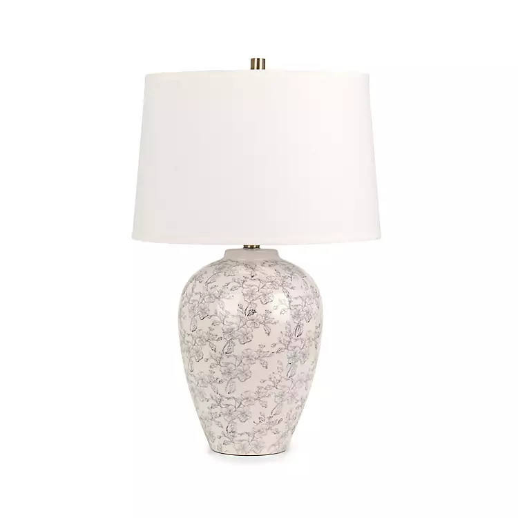 New! White Painted Flowers Ceramic Table Lamp | Kirklands