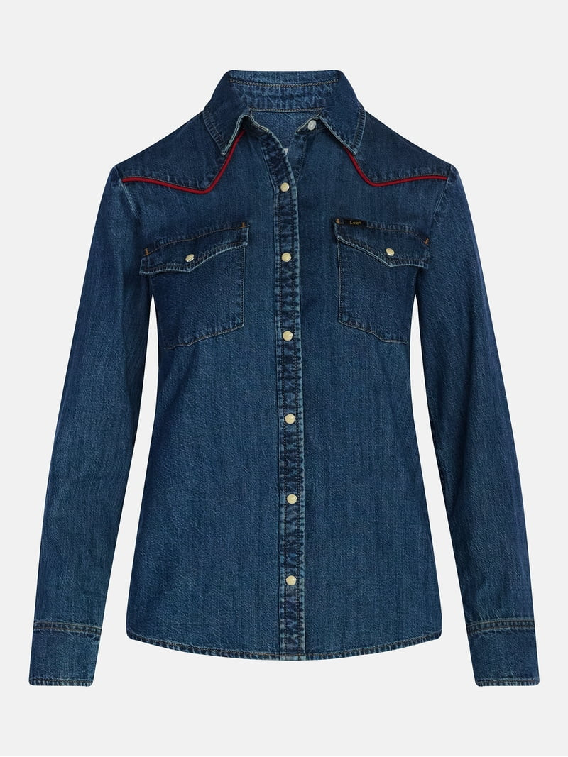 Kacey Lee Women's Denim Western Shirt with Piping, Sizes XS-XXL | Walmart (US)