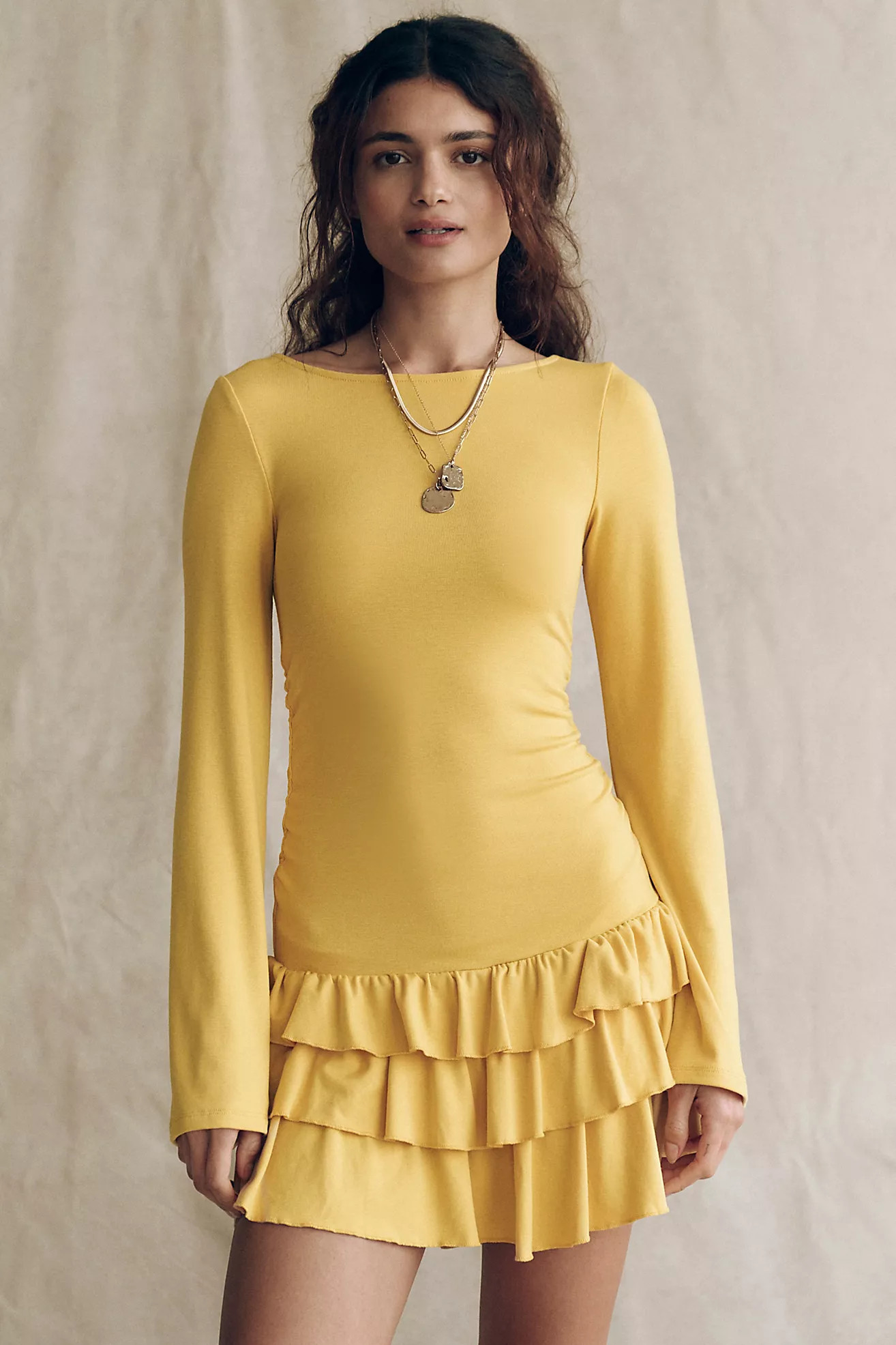 Good Feels Ruffle Long-Sleeve Mini | Free People (Global - UK&FR Excluded)