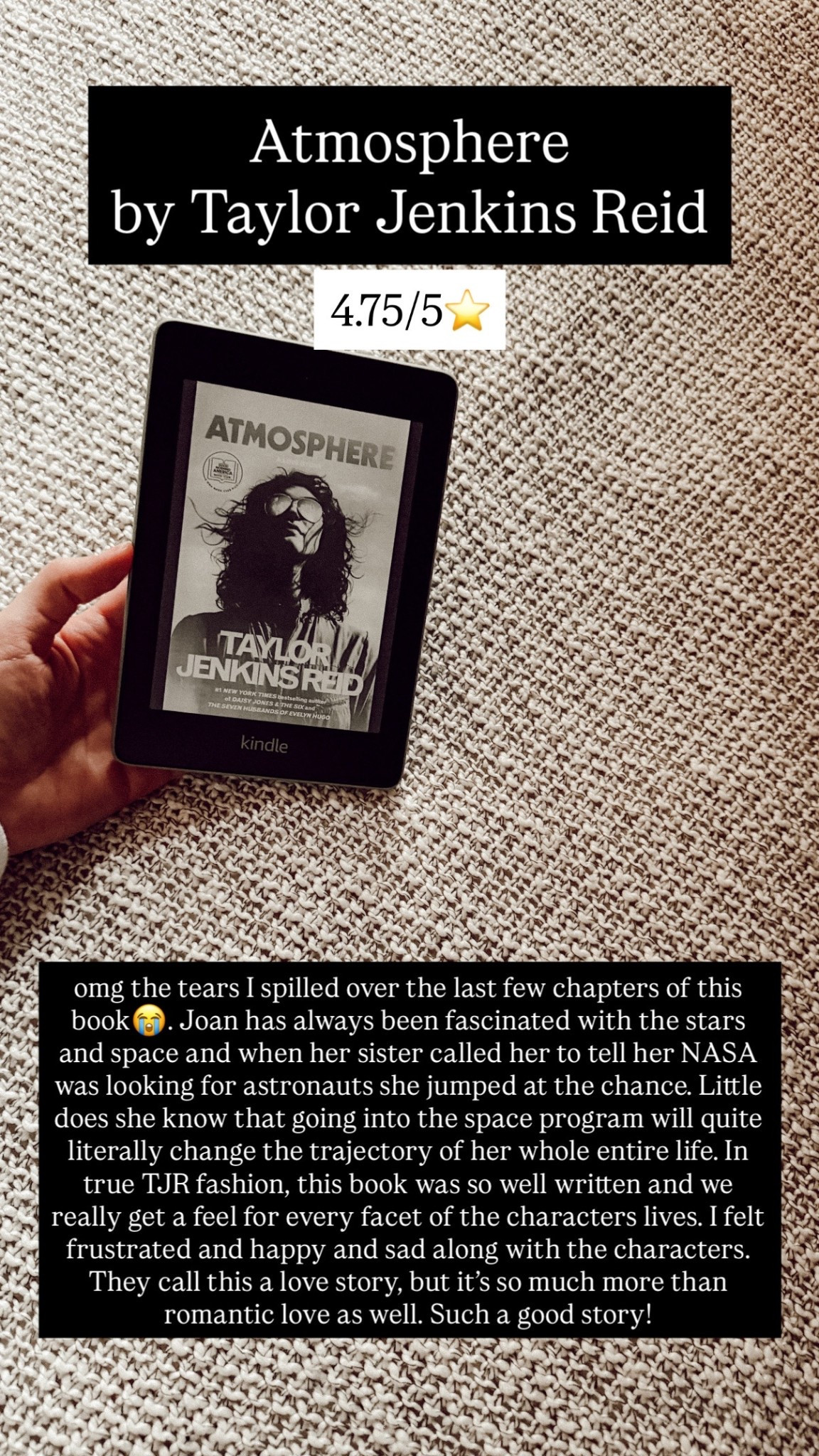 35. Atmosphere by Taylor Jenkins Reed:: 4.75/5⭐️ omg the tears I spilled over the last few chapters of this book😭. Joan has always been fascinated with the stars and space and when her sister called her to tell her NASA was looking for astronauts she jumped at the chance. Little does she know that going into the space program will quite literally change the trajectory of her whole entire life. In true TJR fashion, this book was so well written and we really get a feel for every facet of the characters lives. I felt frustrated and happy and sad along with the characters. They call this a love story, but it’s so much more than romantic love as well. Such a good story!

#LTKHome #LTKTravel