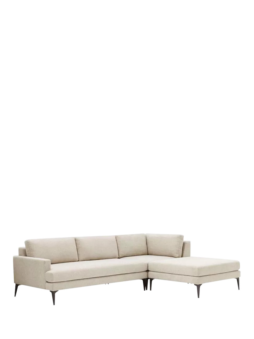 west elm Andes 4 Seater Sofa & RHF Footstool Set, Stone Twill | John Lewis (UK)
