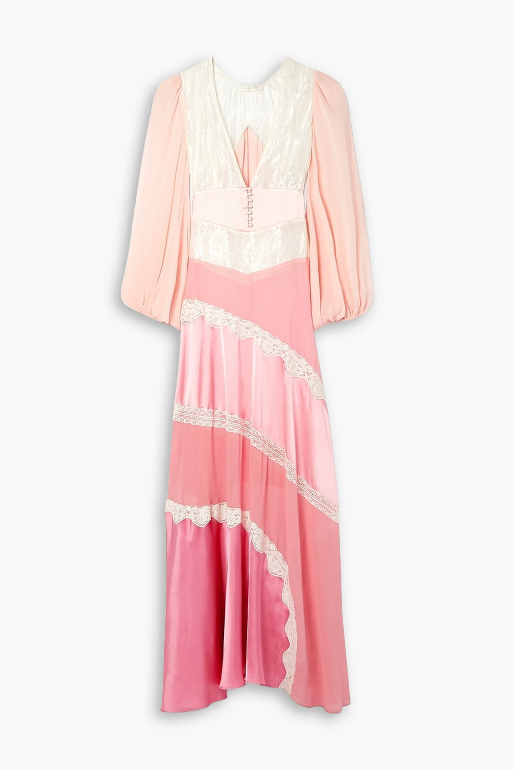 Kinsler paneled satin, chiffon and lace maxi dress | The Outnet (UK and Europe)