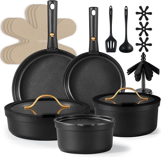CAROTE 19pcs Pots and Pans Set Non Stick, Nonstick Cookware Set, Dishwasher/Oven/Fridge Safe Pots... | Amazon (US)