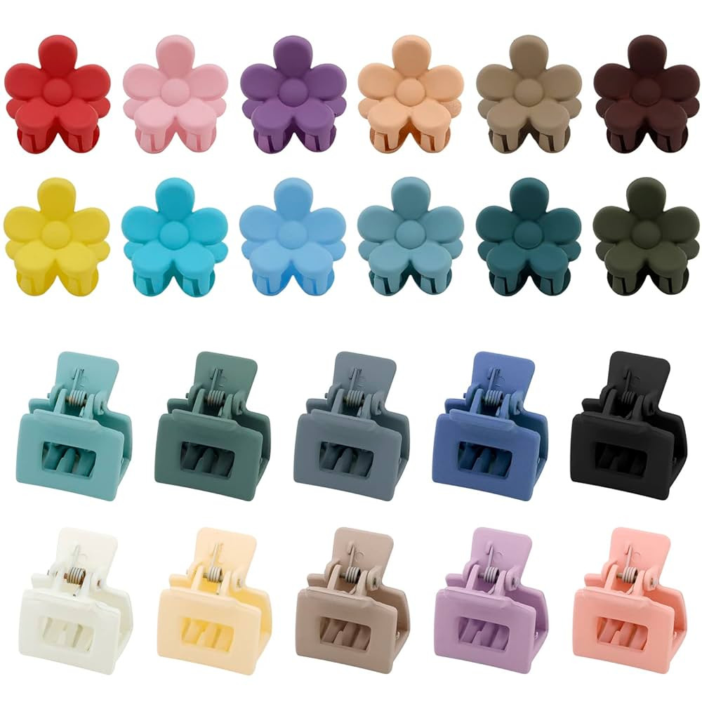 SuPoo Mini Flower Hair Clips Set - 22pcs Small Square Claw Clips for Thin Hair, Tiny Hair Accesso... | Amazon (US)
