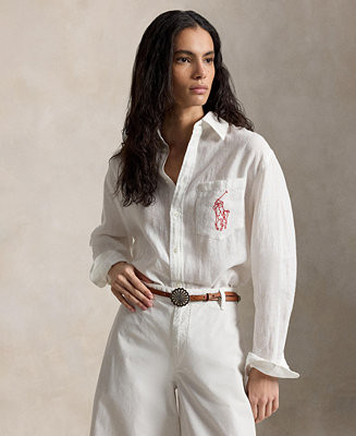 Polo Ralph Lauren Women's Point Collar Long-Sleeve Shirt - Macy's | Macy's