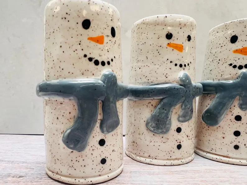 Handmade Speckled Clay Snowman Vase | Winter Ceramic Decor | Etsy (Global)